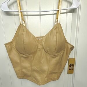 Madden NYC Beige Bustier Corset Top Juniors XL Adjustable Spaghetti Straps NWT